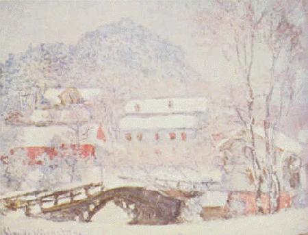 Claude Monet Sandvicken Village in the Snow oil painting image